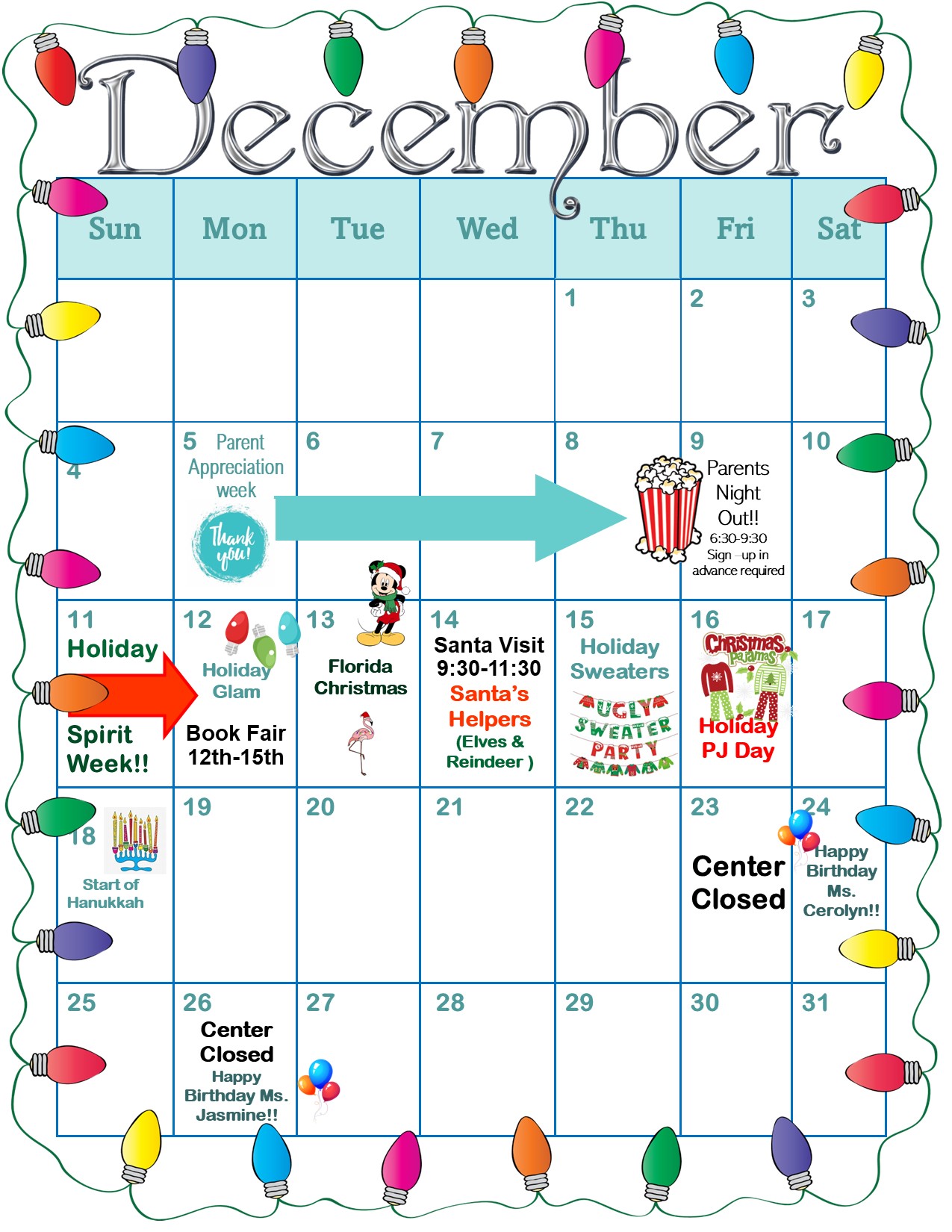 Calendar & Lunch Menu Deerwood Academy